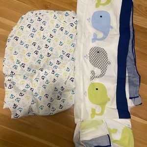 Whale and Anchors Fitted Crib Sheet and Dust Ruffle